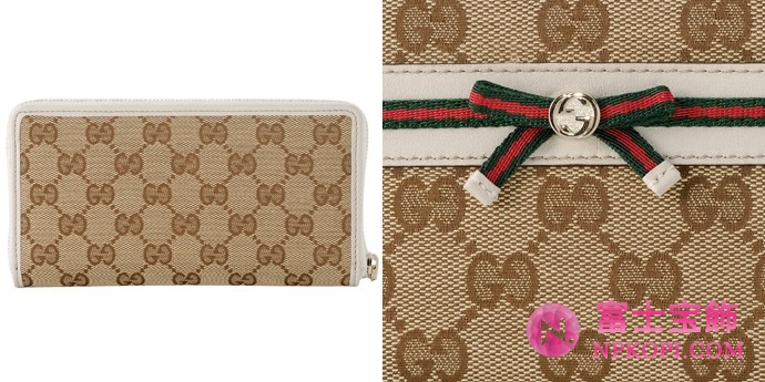 GUCCI/グッチ 2012年春夏MAYFAIR定番キャンバスGG柄ボウリボンデザインラウンドファスナー長財布 257003 FFKPG 8420 